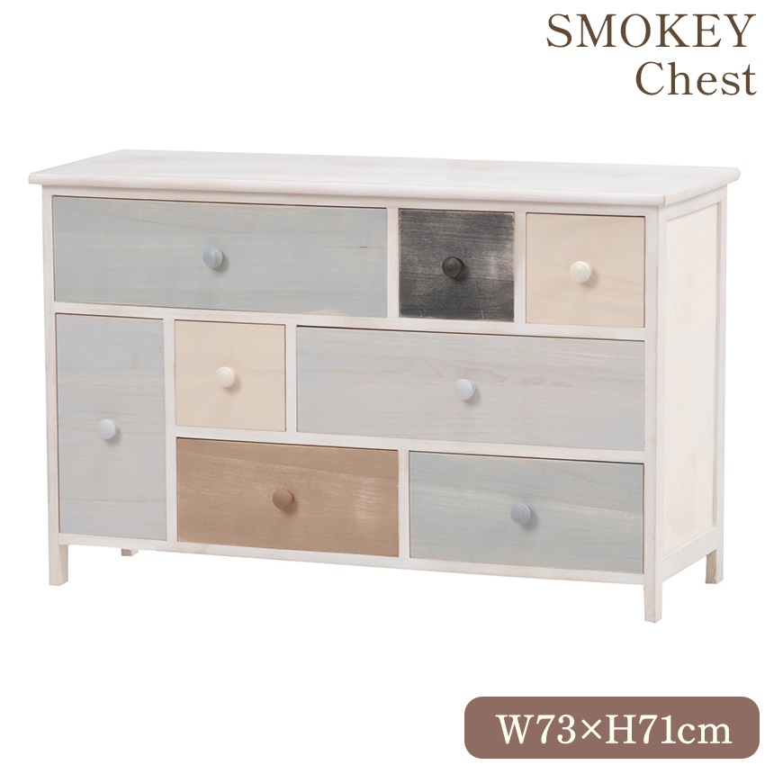 フレンチ シャビー ワイドチェスト ナチュラルアンティークホワイト