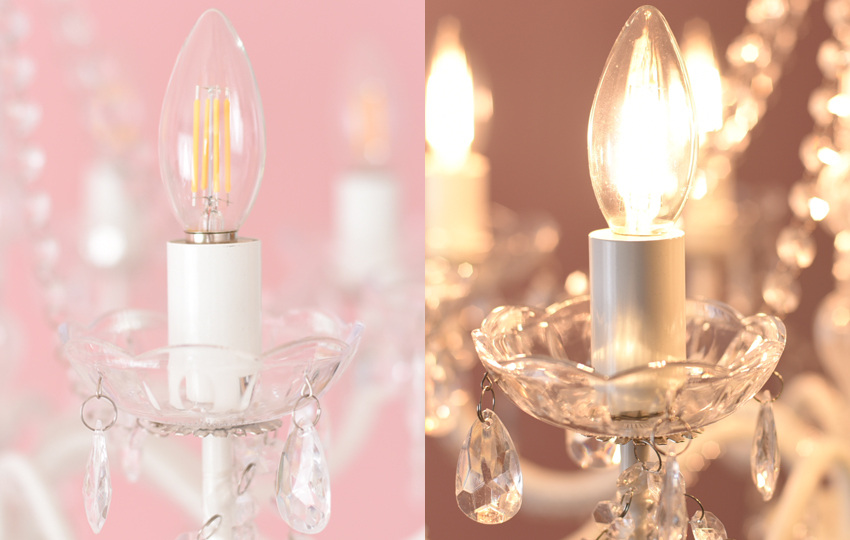 LED電球付 8灯 シャンデリア ホワイトプリンセス 簡単取付 幅51cm