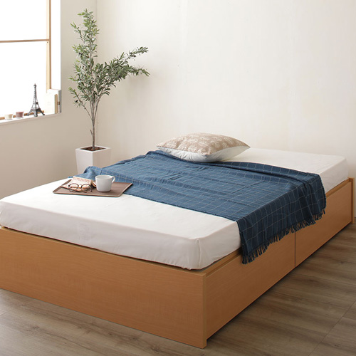 大容量 引き出し2杯付き 頑丈ボックス収納ベッド (セミダブル)の詳細