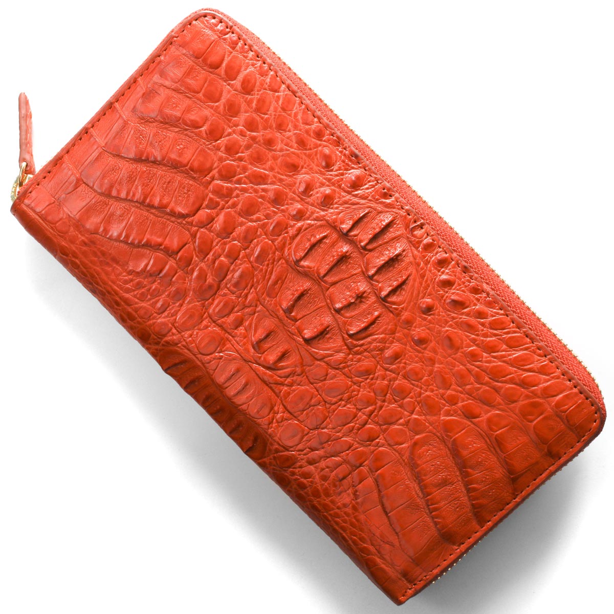 本革 長財布 財布 メンズ レディース カイマンワニ オレンジマット