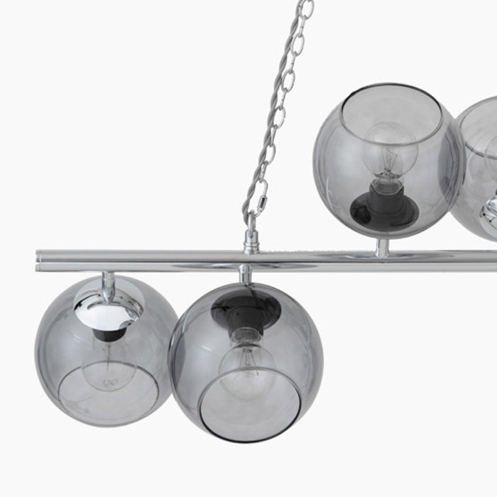 BIARRITZ-GLAY 6灯ペンダントライト・グレーガラス｜シルバー｜照明の