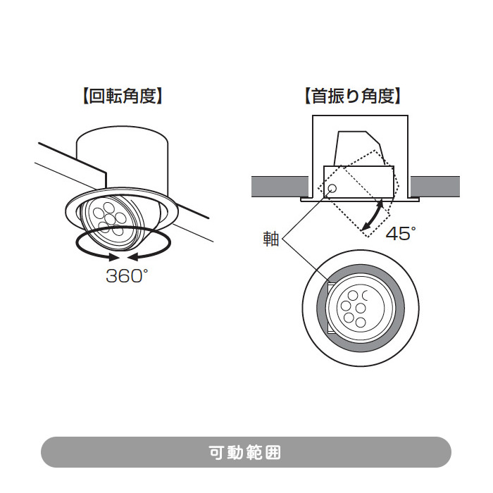 ユニバーサル式 ダウンライト Φ100mm【軒下・室内兼用】｜照明の