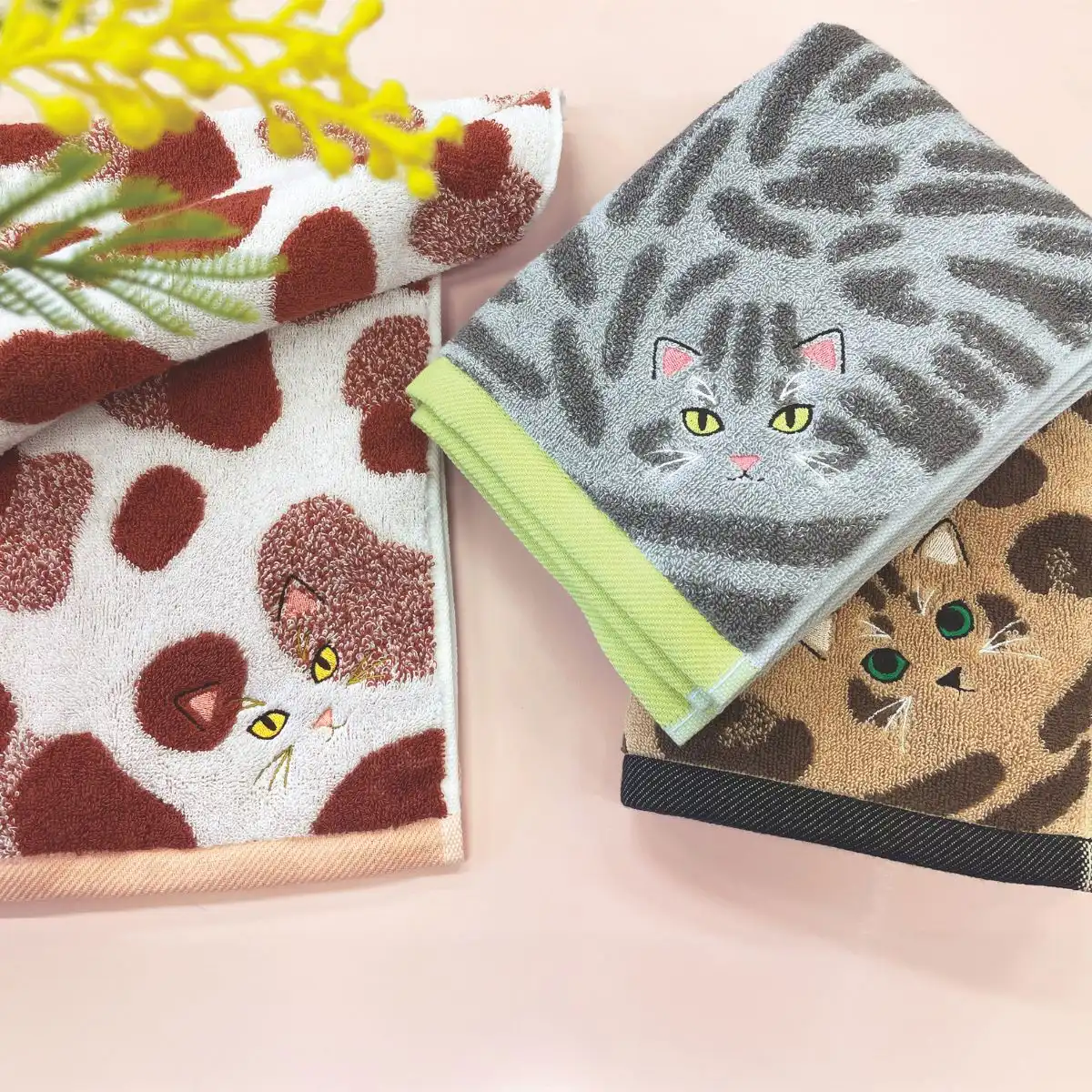 うちのニャンコ ぶち 毛並み ロングフェイスタオル｜ギフトプラザ