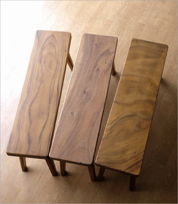 木製ベンチ 長椅子 背もたれなし リビング インテリア デザイン 無垢材