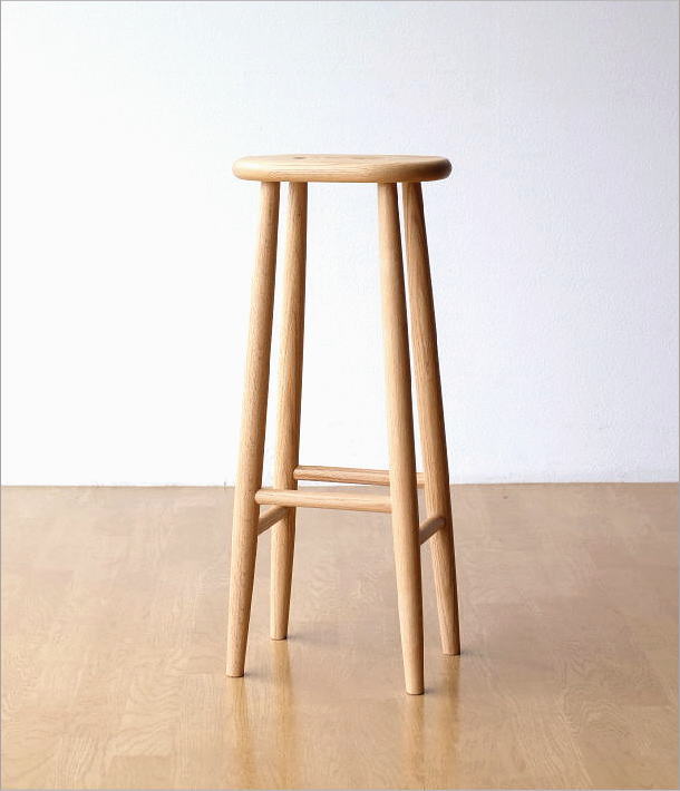 スツール ハイスツール オーク 天然木 木製 ウッド シンプル スリム