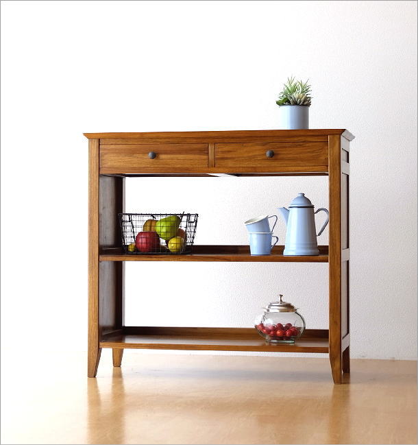 M♢クロウ＆ボール アンティーク チーク 無垢コンソールテーブル