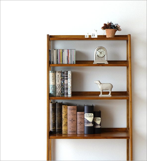 飾り棚 本棚 チーク 無垢材 オープンシェルフ チークディスプレイ