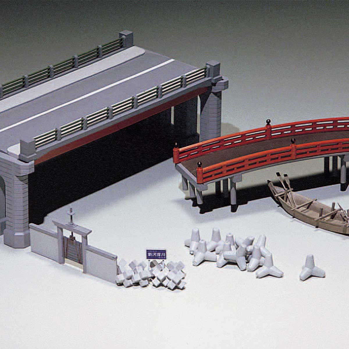 2164＞橋と小舟｜ストラクチャーキット｜Nゲージ鉄道模型のグリーン