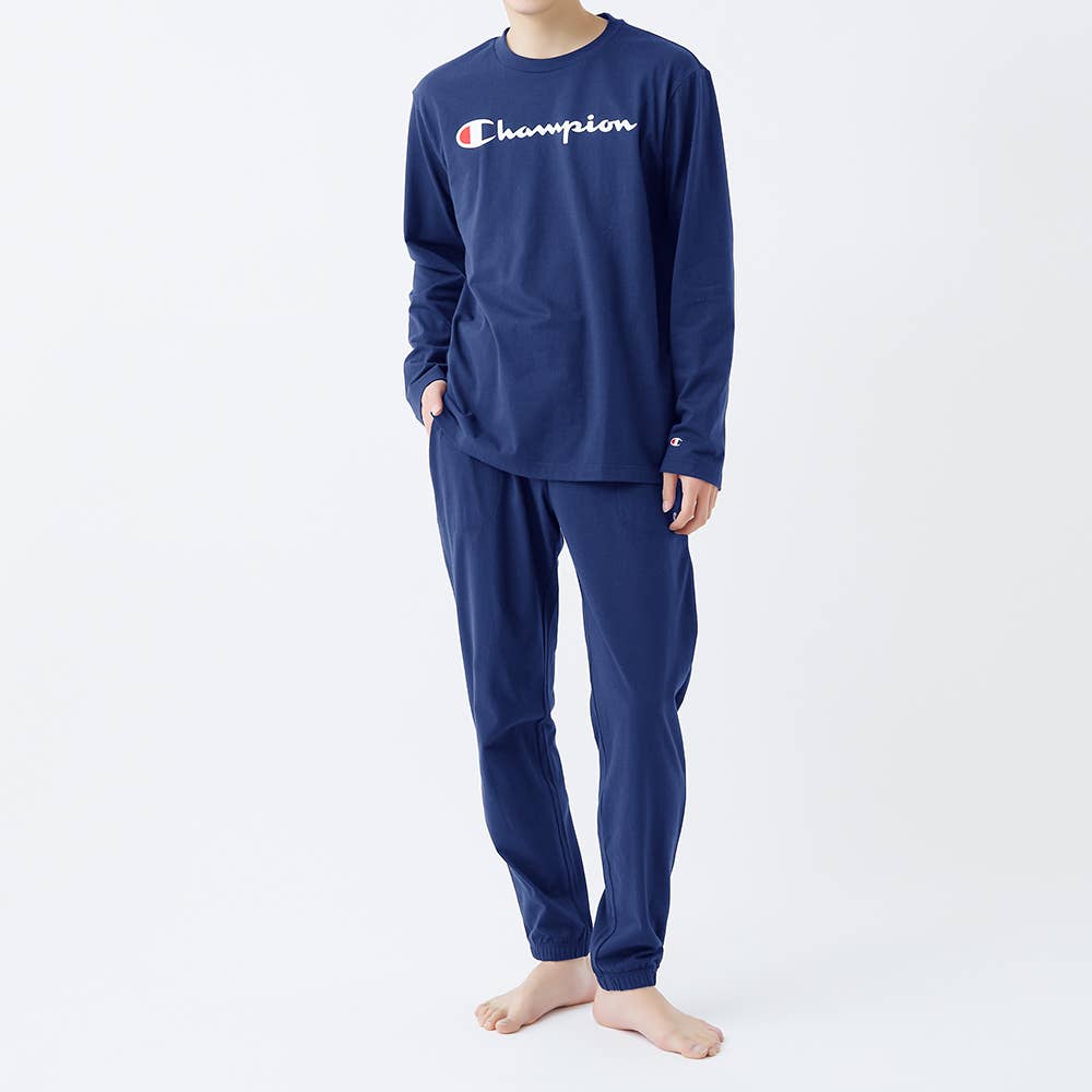 綿100％ 厚手天竺 ルームウェア 長袖長パンツ【SALE】 OM4715 :メンズ