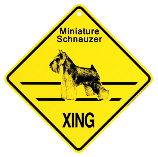 ミニチュアシュナウザー 横断注意 英語サインボード アメリカ輸入看板