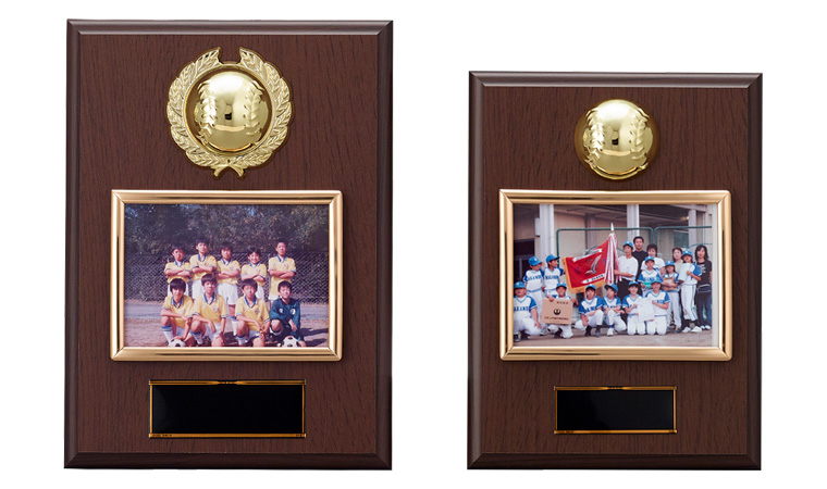 野球専用表彰記念盾 立体野球ボール付木製製盾 写真楯 KV-5502シリーズ