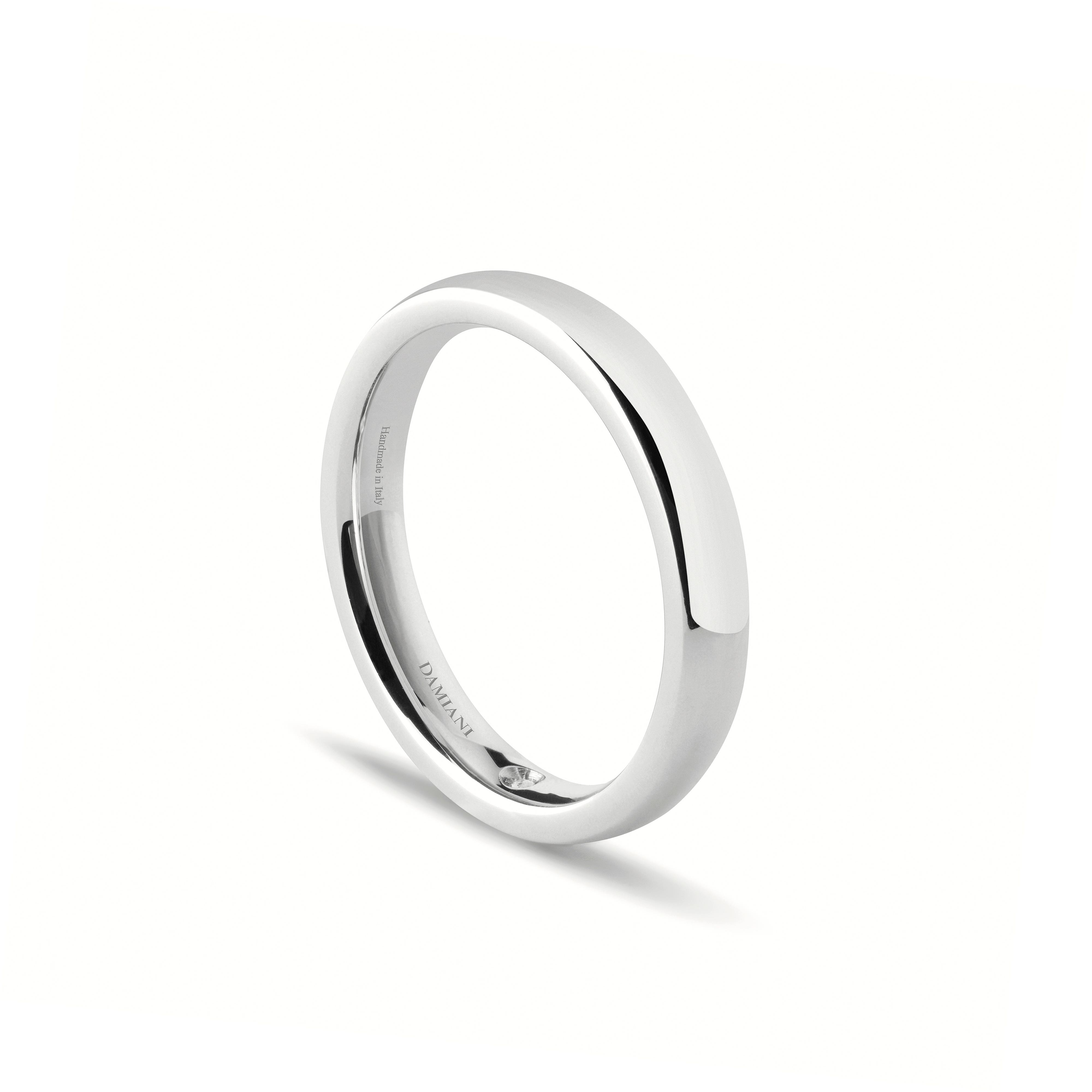 White gold wedding band with diamond, 3,50 mm. | DAMIANI