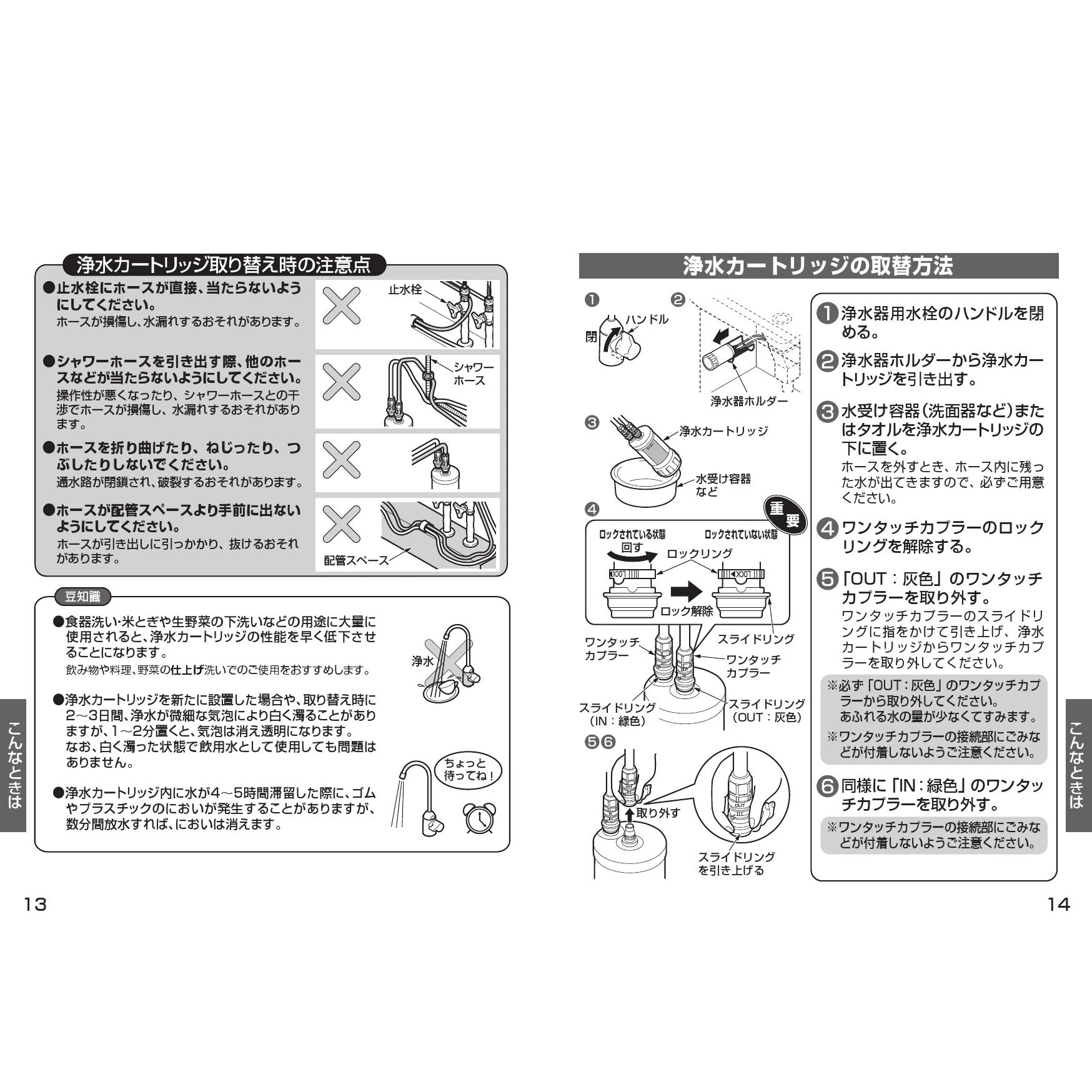 TK301C 浄水器専用自在水栓(ビルトイン形) 取扱説明書 商品図面 施工