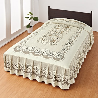 厚地レースベッドカバー （花柄）(シングル): 寝具／はぴねすくらぶ