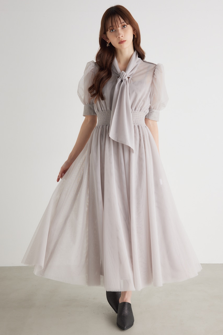 rienda | ネクタイチュールフレア OP (ワンピース(ミニ・ミディアム