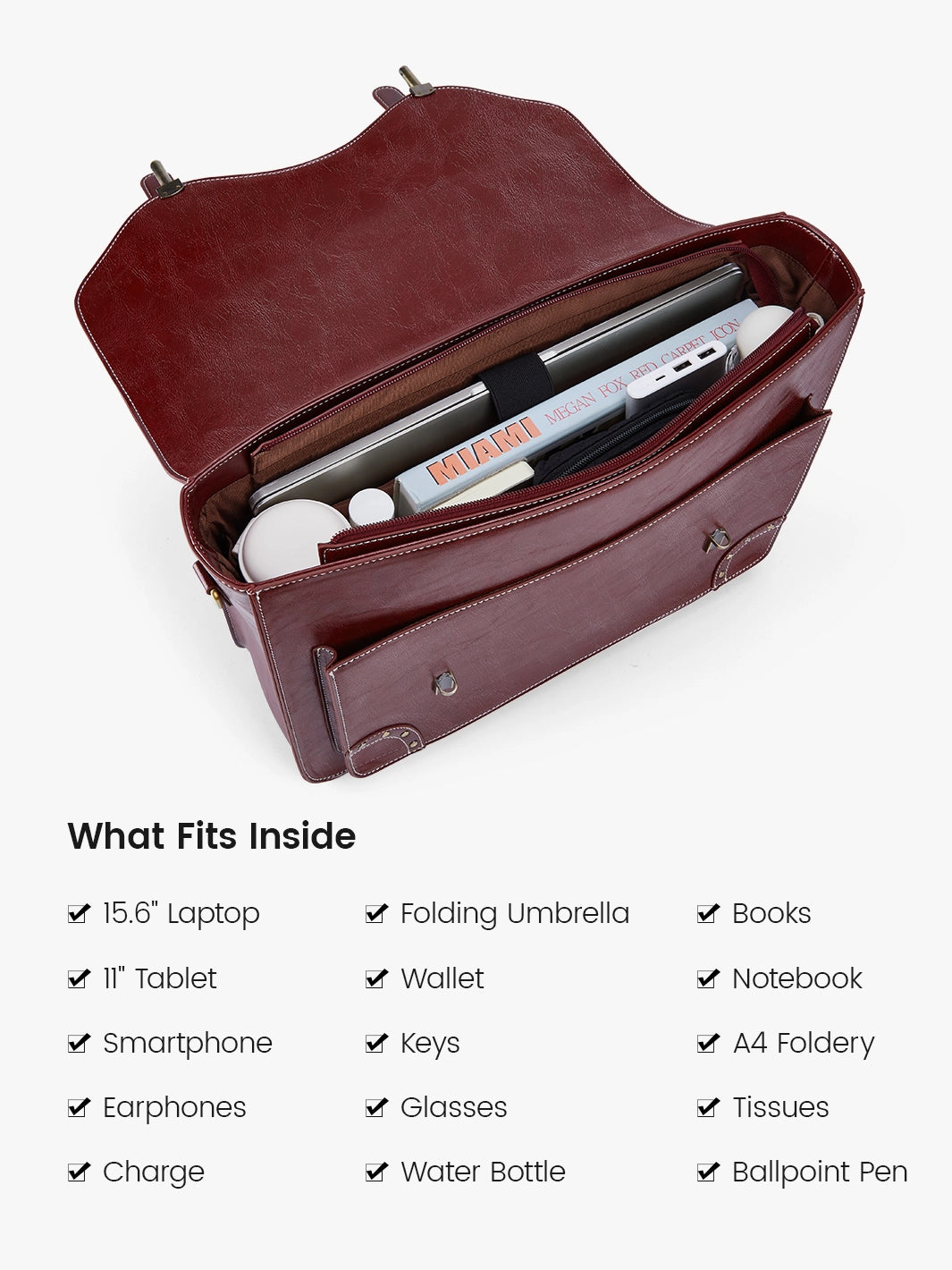 Wilder Vintage Rivet 15.6-Inch Briefcase– Ecosusi