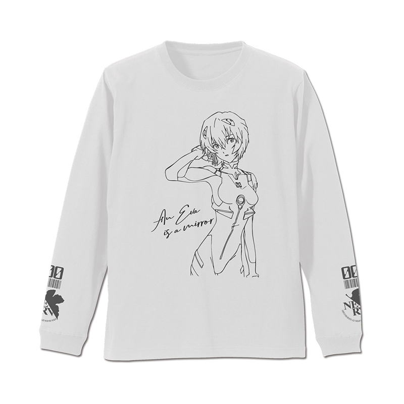 エヴァンゲリオン 綾波レイ 袖リブロングスリーブ Tシャツ/WHITE