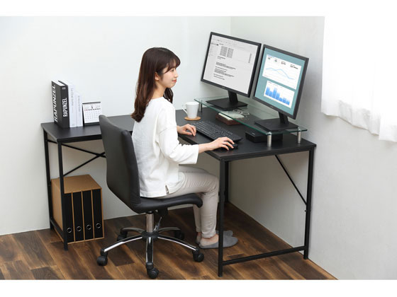 アイリスオーヤマ デスク L型 W1300 ブラック×ブラック LDK-1311-BKBK