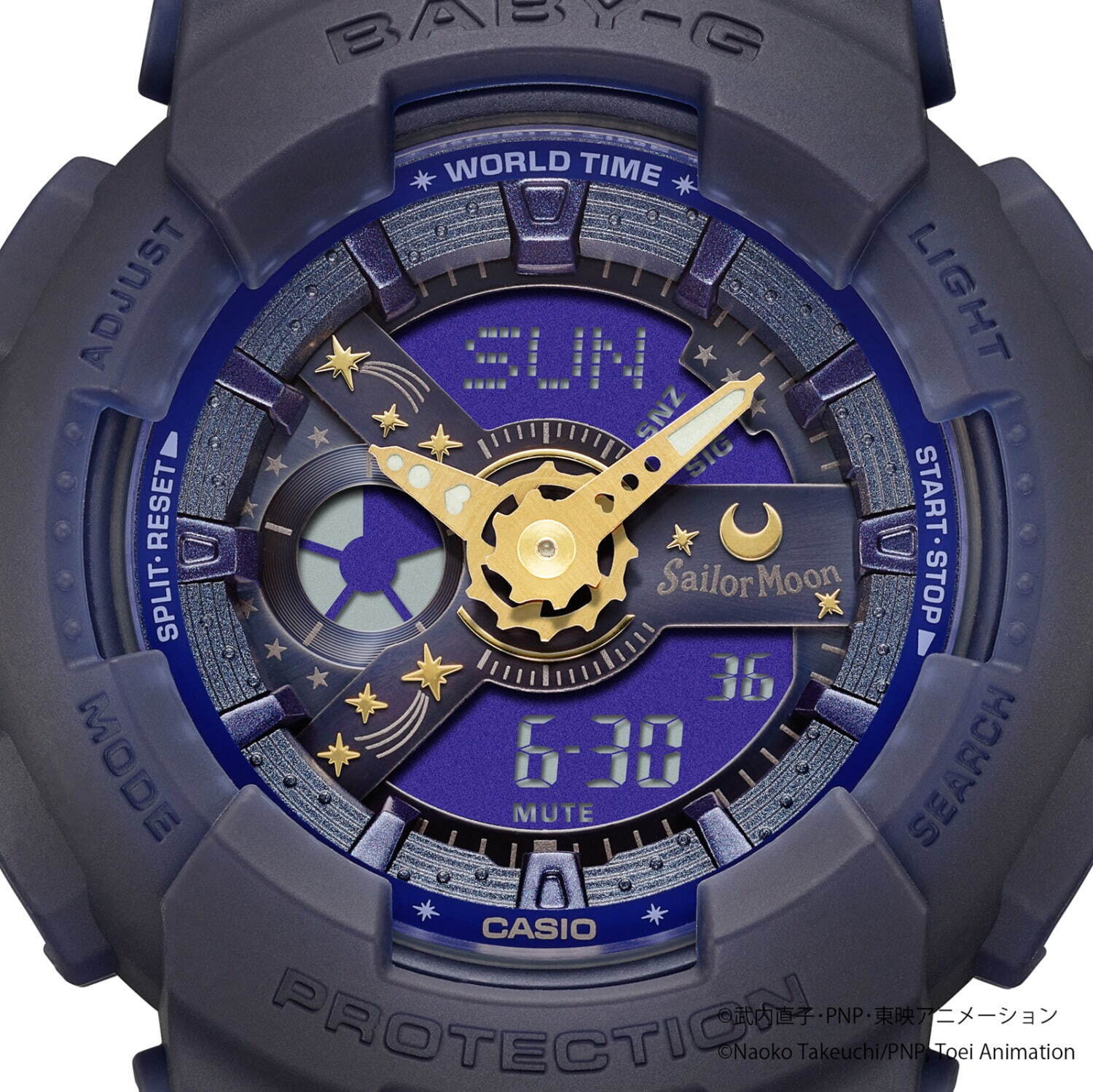 BABY-G「セーラームーン」変身シーン着想の腕時計、煌めく月モチーフ