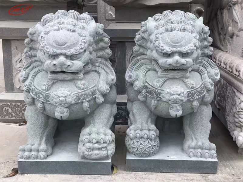 做旧石雕石狮子看门大理石石狮子寺庙景区门口摆放石雕石狮MXFSD-DW2413