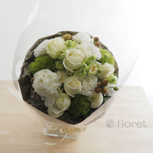 シックな白グリーン男前ブーケ｜フラワーギフト・花の通販サイト