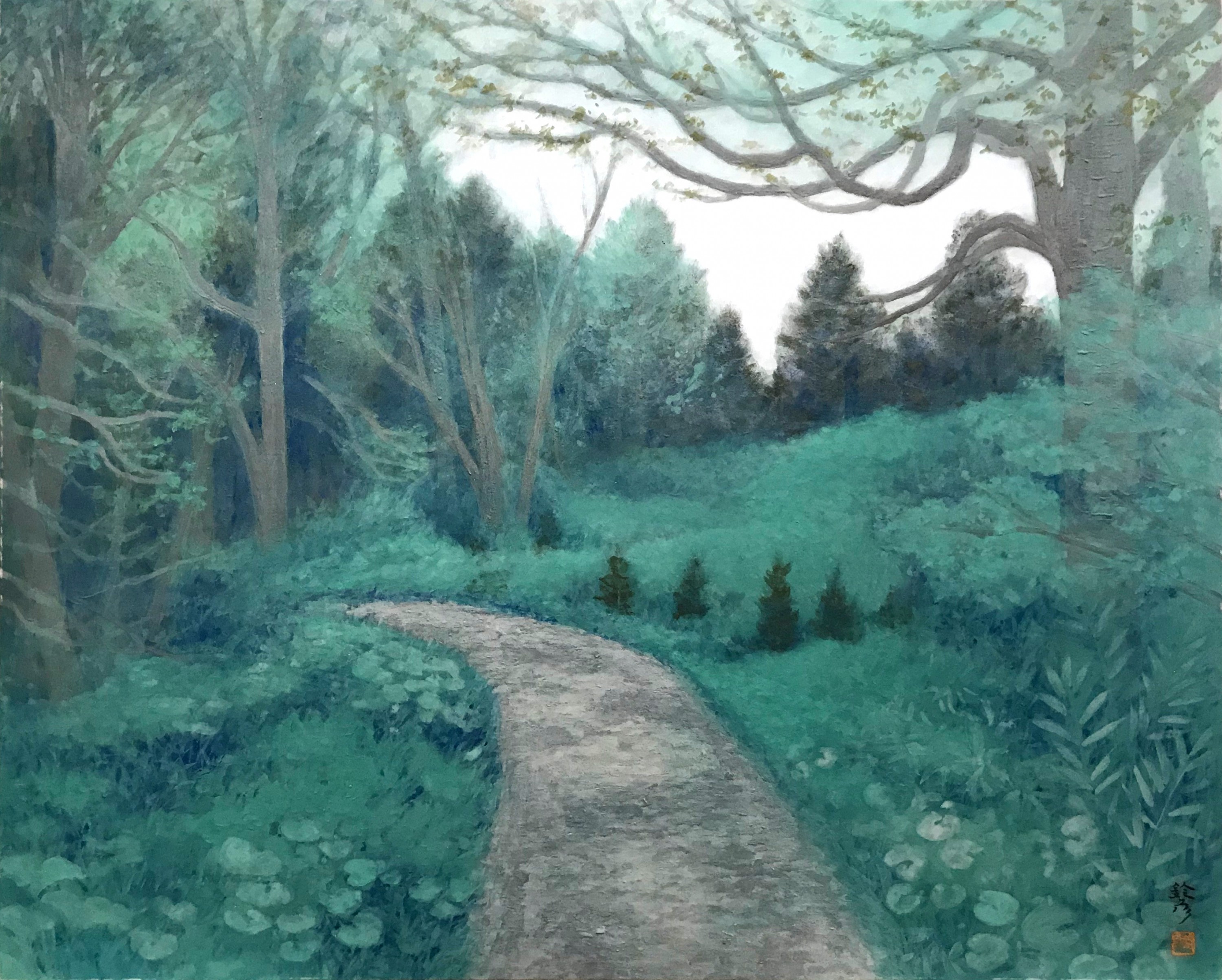 美品 川崎春彦「早晨富士」日本画 パステル 共シール有 印章有 東山魁