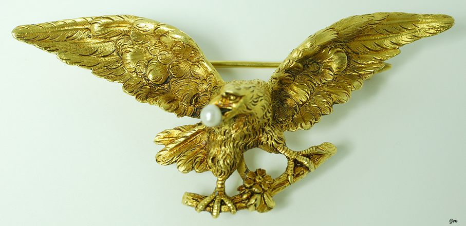 黄金の鷲 アールヌーボー ブローチ アンティークジュエリー