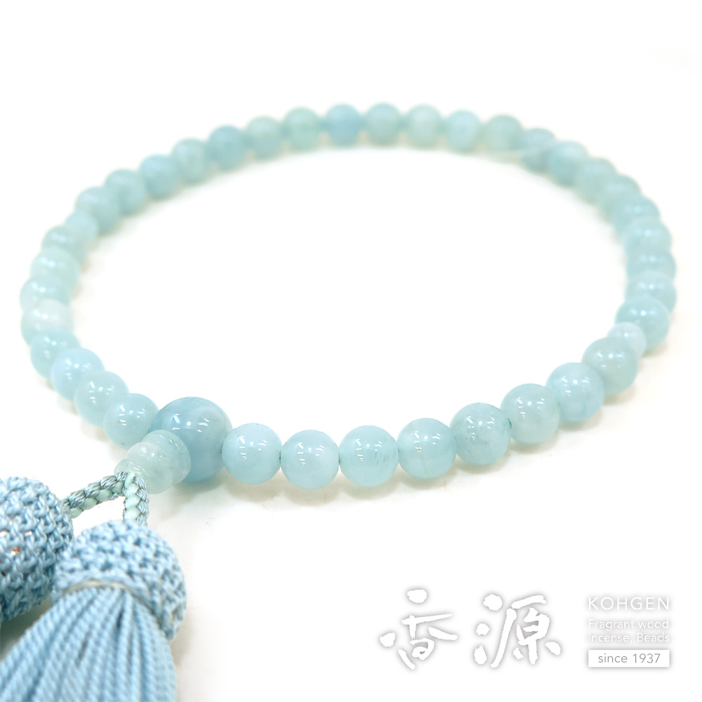 アクアマリン 7mm玉 片手 共仕立て 水色房の通販 - お香専門店香源