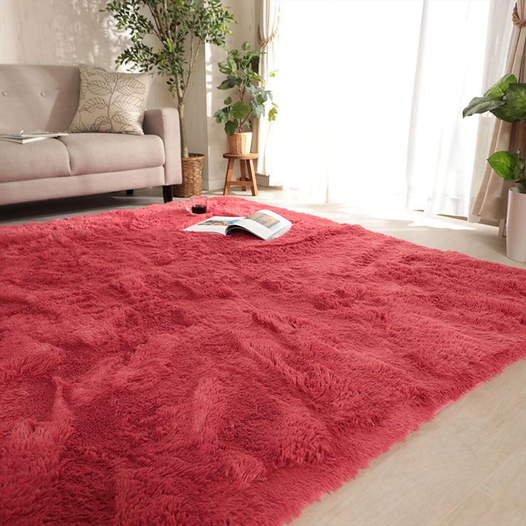 ラグ シャギーラグ 190x190cm シフォン 11色対応 滑り止め付きの通販