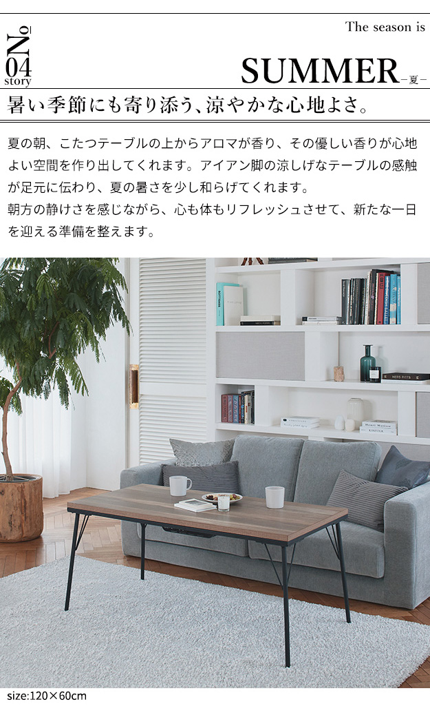 継ぎ脚付き 古材風アイアンこたつテーブル Brookhightype(ブルックハイ