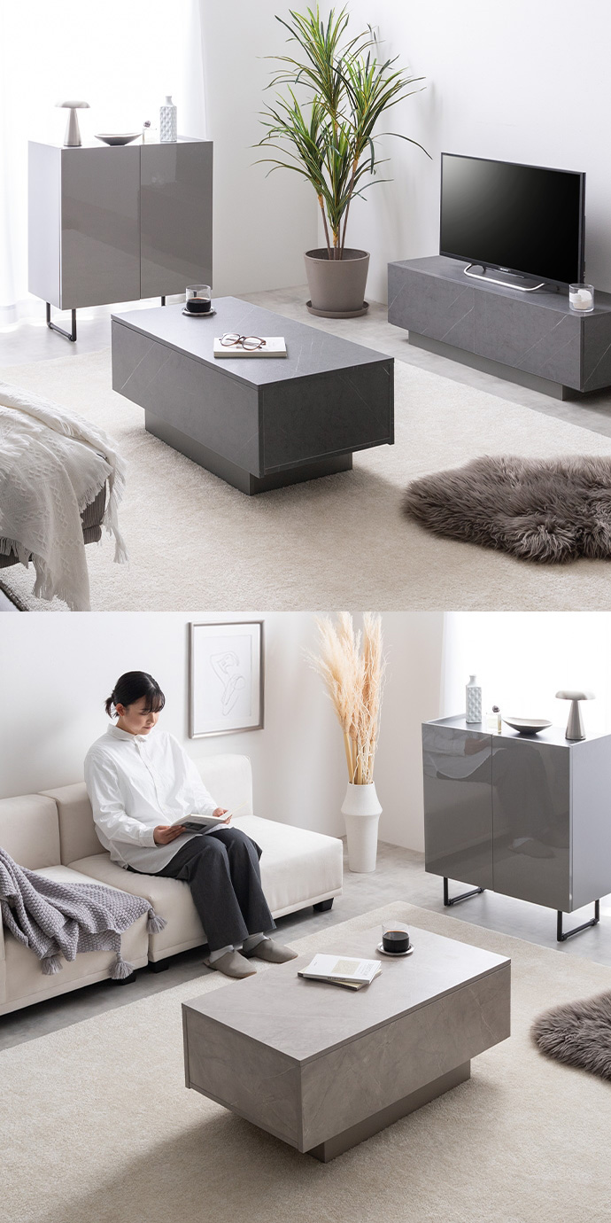 センターテーブル ローテーブル 幅85cm 引き出し付き Sincere(シンシア