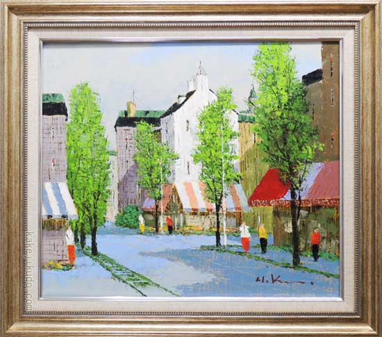 絵画 油絵 街角の風景（フランス・パリ） （黒沢久） 送料無料 【肉筆