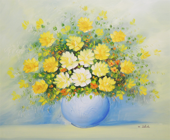 絵画 油絵 花のある風景 F20号 （高田美里） 送料無料 【肉筆】【油絵