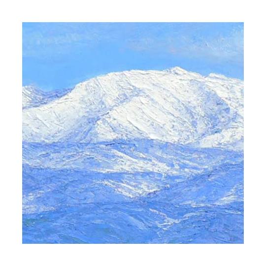 絵画 油絵 木場潟からの白山 （小川久雄） 送料無料 【海・山】【肉筆