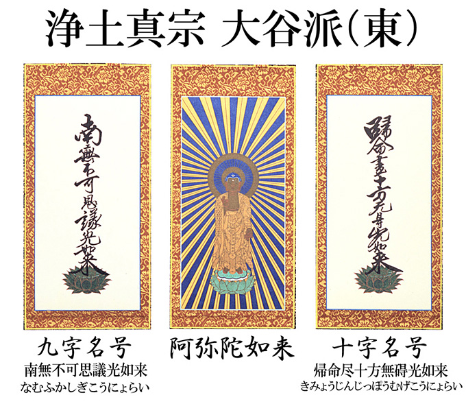 仏壇用掛け軸【30代用】浄土真宗 大谷派【 お東 】3幅セット○高さ25.8