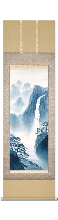 特価 】瀑布山水図 白木加葉 「尺五立」肉筆[受注製作品 納期約2ヶ月