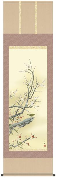 花鳥画 梅に鶯 長江桂舟 （春）尺五 【特価】 日本製 春 - 掛け軸