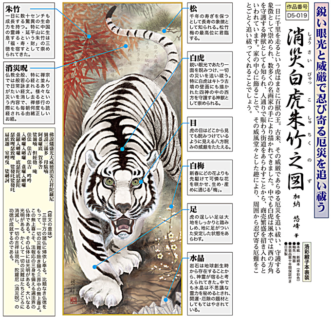 消災百虎朱竹之図（しょうさいびゃっこしゅちくのず） 加納 悠峰 尺五