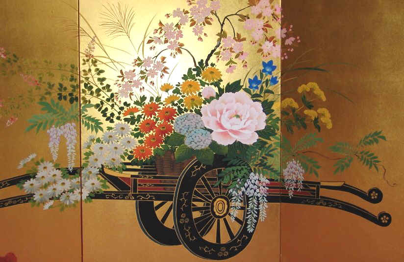 金屏風 日本画金屏風の製造/通信販売(通販) 御子柴屏風店