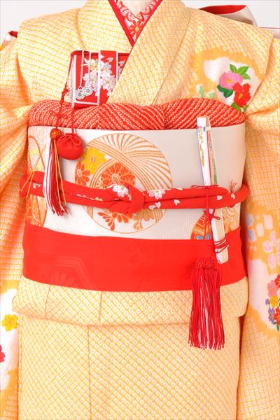 7歳祝着セット［正絹・黄色絞り］｜着物レンタルあき (来店着付け無料