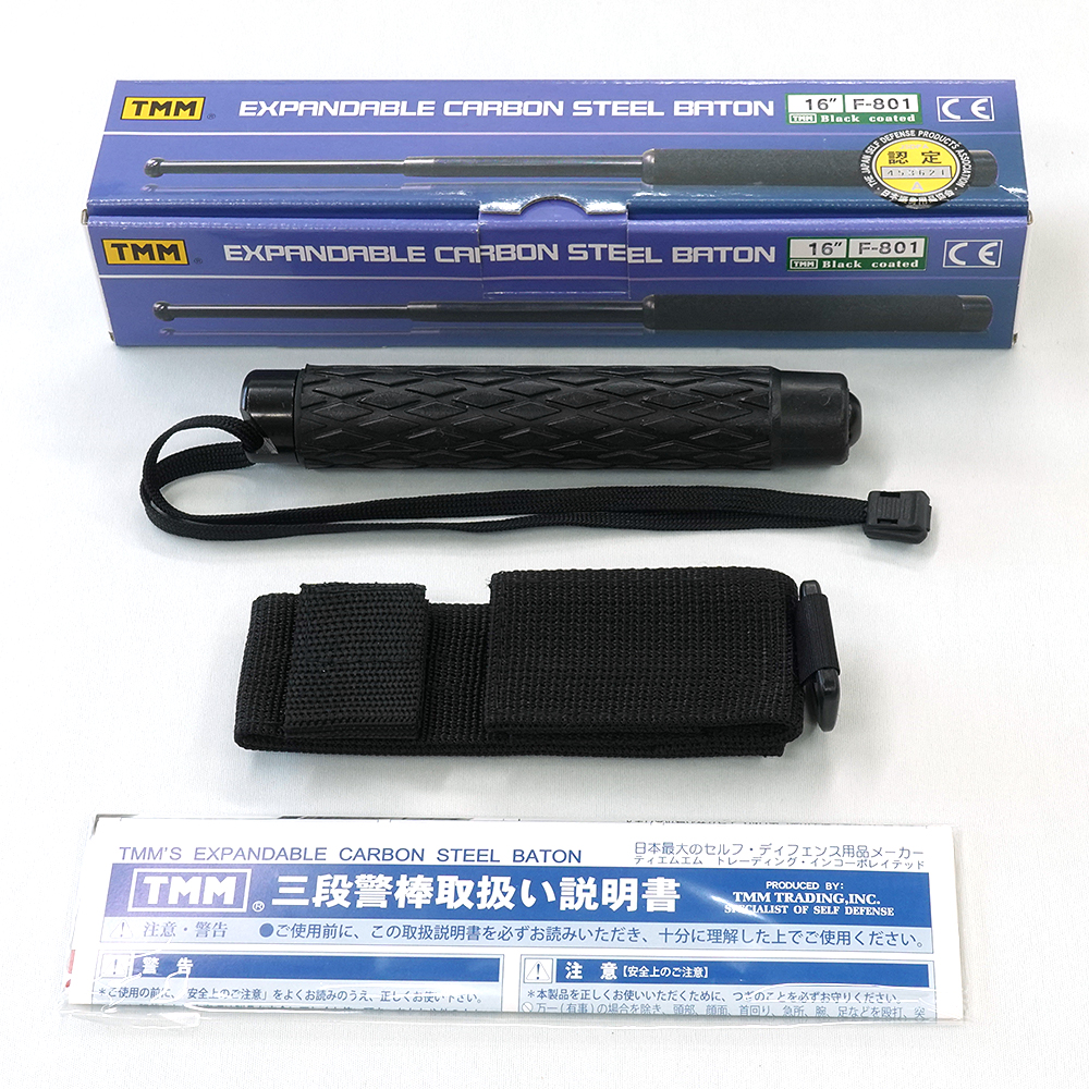 特殊警棒 高強度4135カーボンスチール 16インチ ブラック ラバー