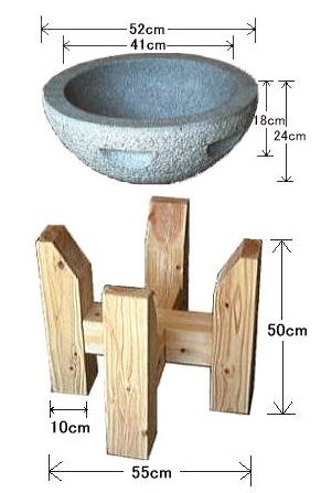 餅つき4点セット 御影石臼3升用」どっしりと頑丈。皆でワイワイお餅を