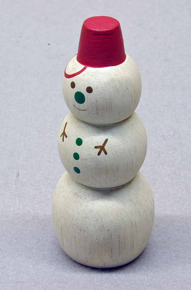 クリスマス置物 スノーマン 木彫