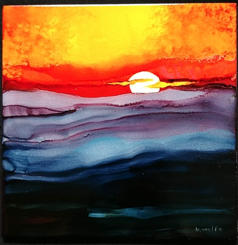 Sunset | Inked Tile | Art by Bonnie Wolfe