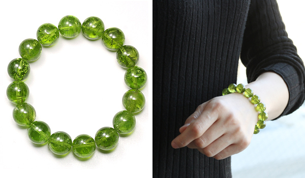 一点もの】【特選品】大玉ブレス（ペリドットAAAA）12mm