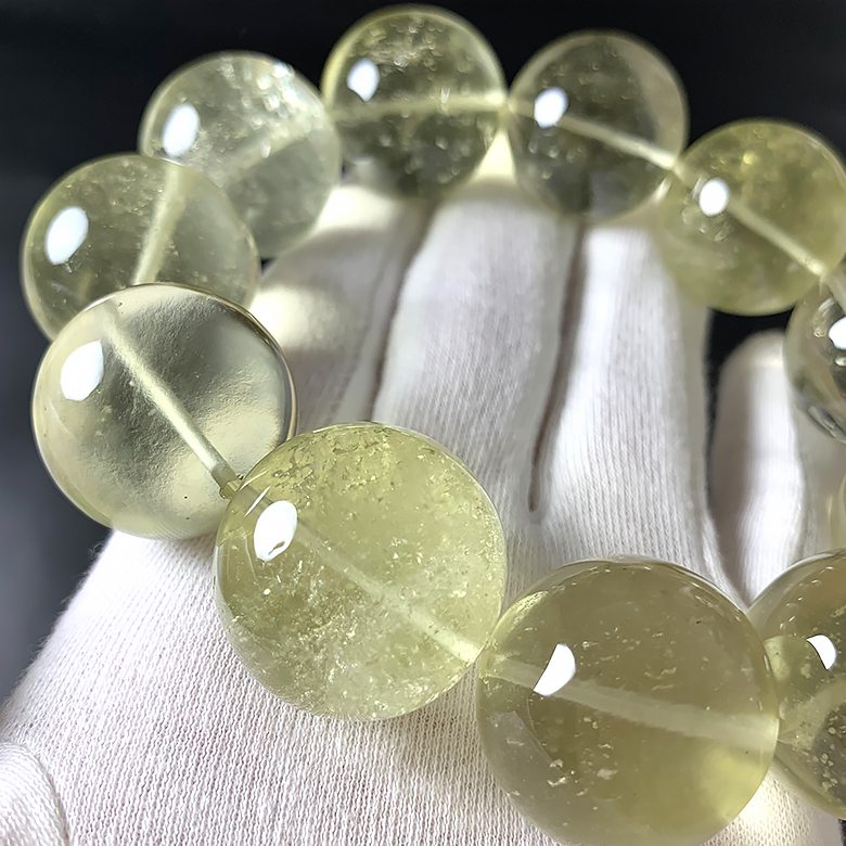 価格改定】[プレミアム]天然リビアングラスブレスレット（約24mm超大玉