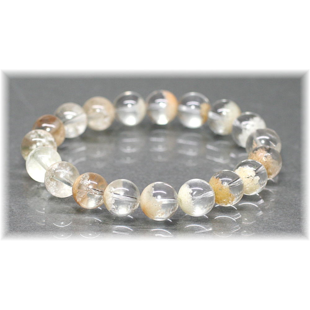 3A++]ホワイトガーデンクォーツブレスレット/ガーデン水晶（約10mm玉