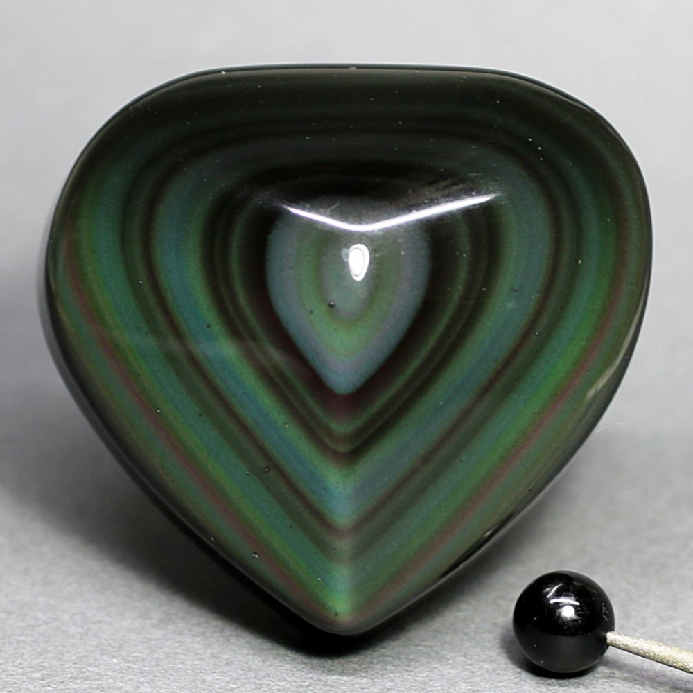 高品質・メキシコ産]レインボーオブシディアンハート型モチーフ