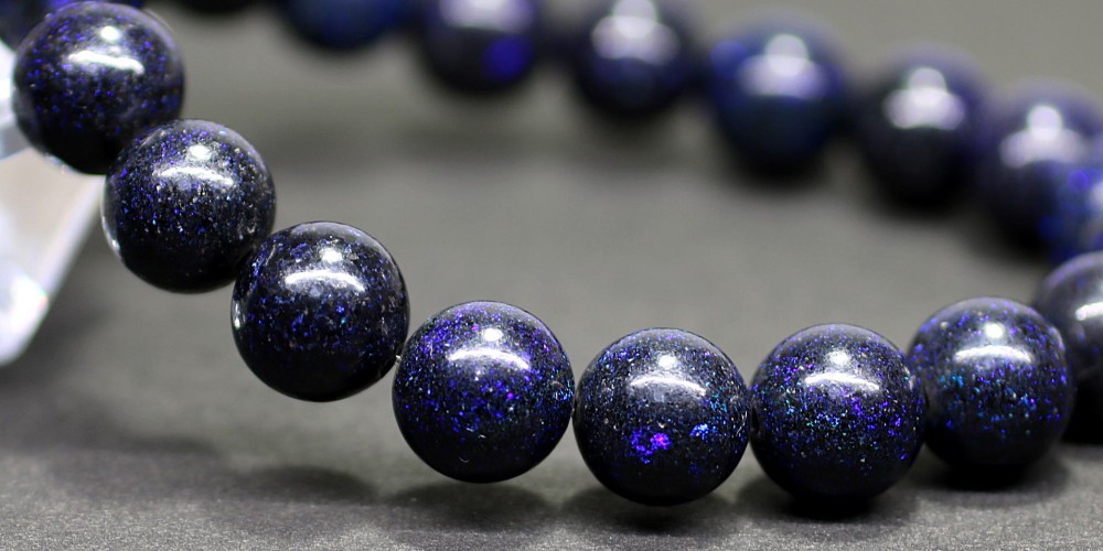 高品質++]ブラックマトリックスオパールブレスレット/ブルー系（約10mm