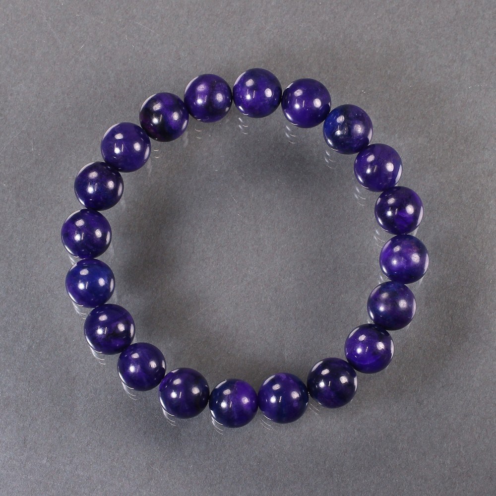 最高品質]スギライトブレスレット（約9.5mm玉・深く濃い紫スギライト
